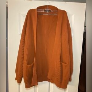 Quince 100% Organic Cotton Oversized Cardigan in Burnt Orange Size S